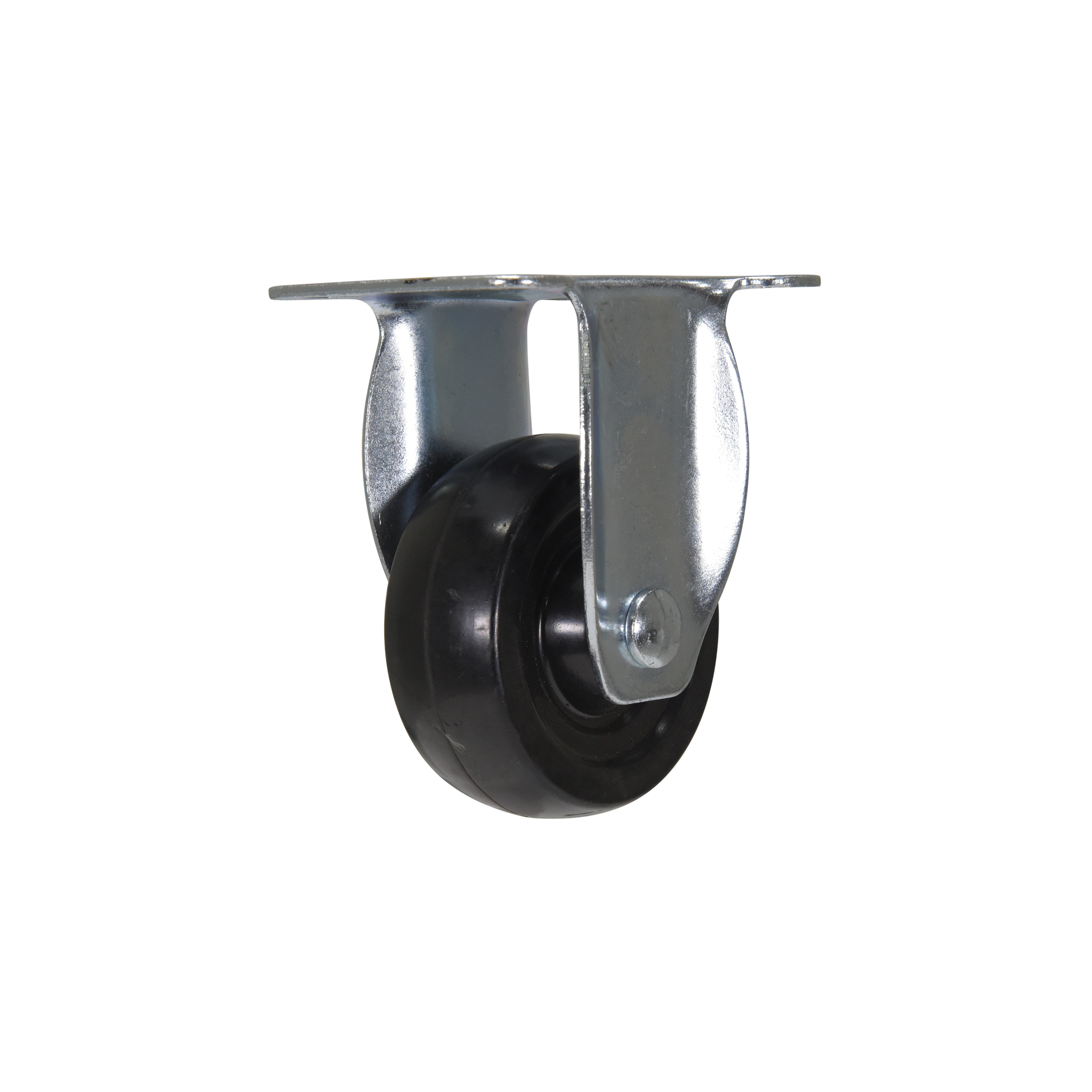 Vestil Rubber Rigid Caster - 3in. x 1in., Black, Zinc Plated, Model# CST-VE-3X1RU-R